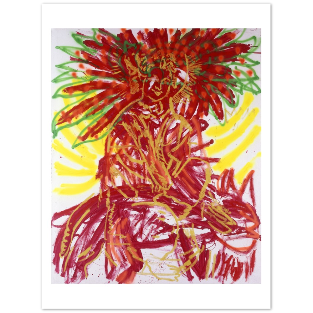 Untitled (Durga, Red Crown, Yellow Background)