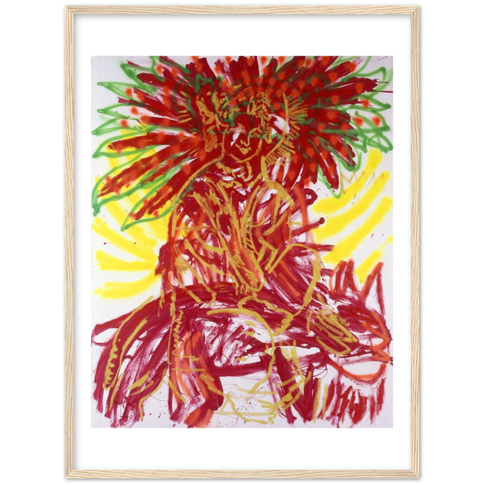 Untitled (Durga, Red Crown, Yellow Background)