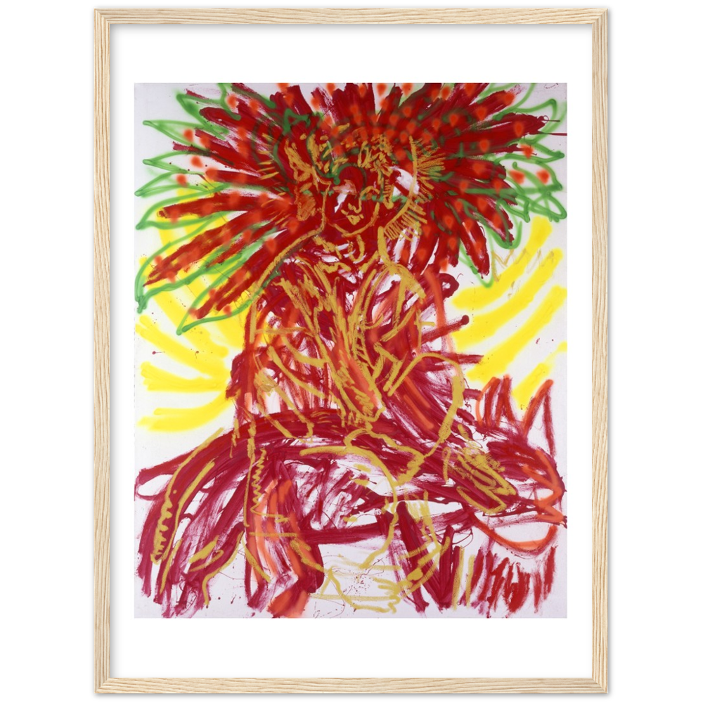 Untitled (Durga, Red Crown, Yellow Background)