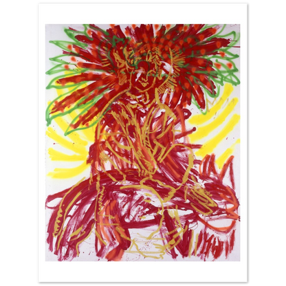 Untitled (Durga, Red Crown, Yellow Background)