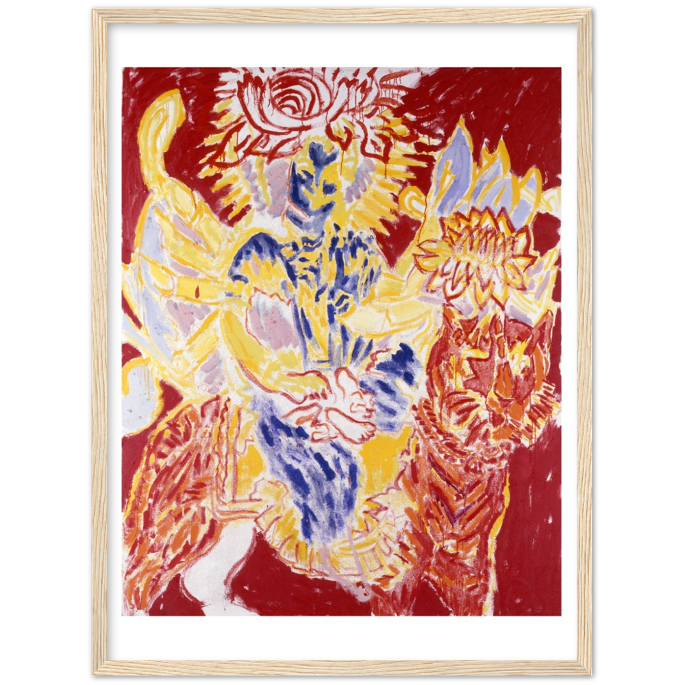 Untitled (Durga, Red Crown, Yellow Background)