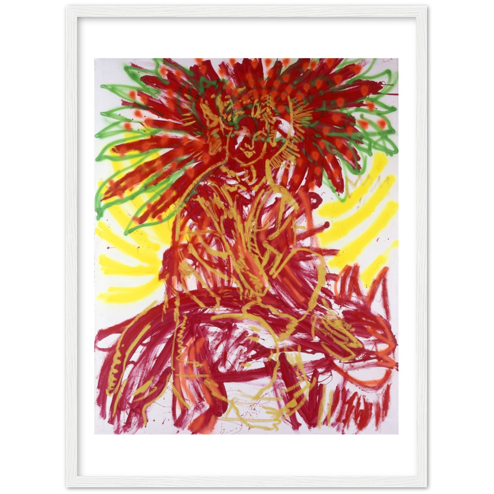 Untitled (Durga, Red Crown, Yellow Background)