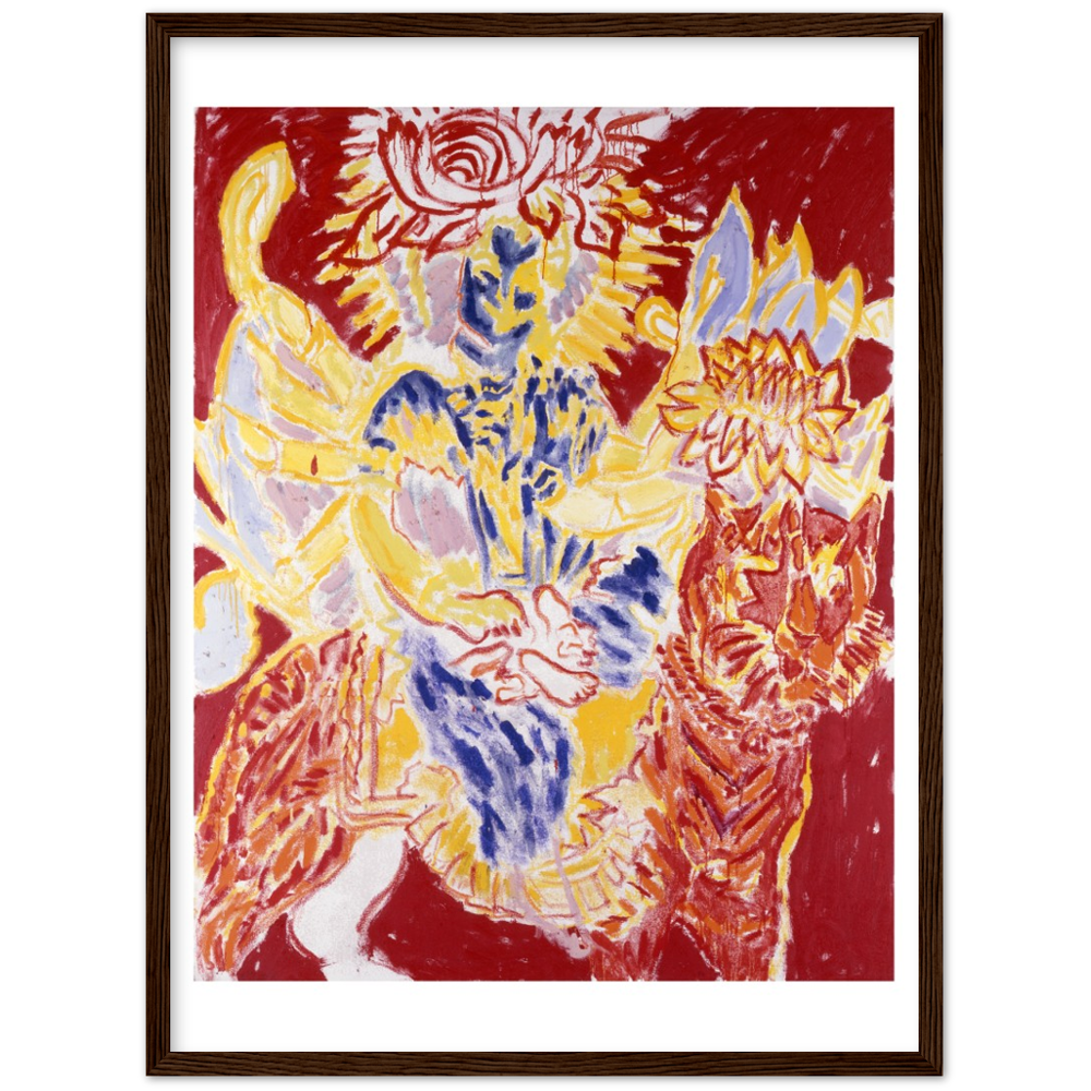 Untitled (Durga, Red Crown, Yellow Background)
