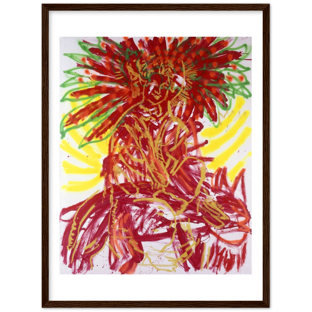 Untitled (Durga, Red Crown, Yellow Background)