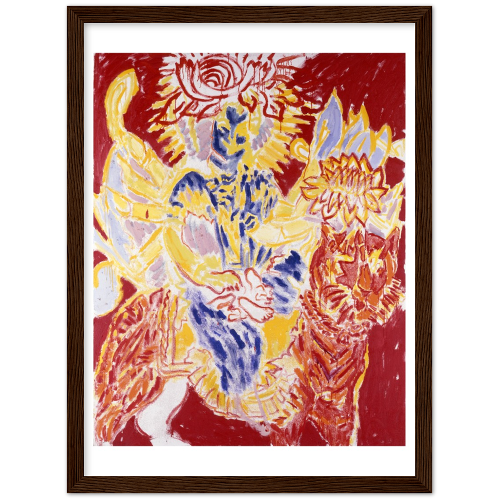 Untitled (Durga, Red Crown, Yellow Background)