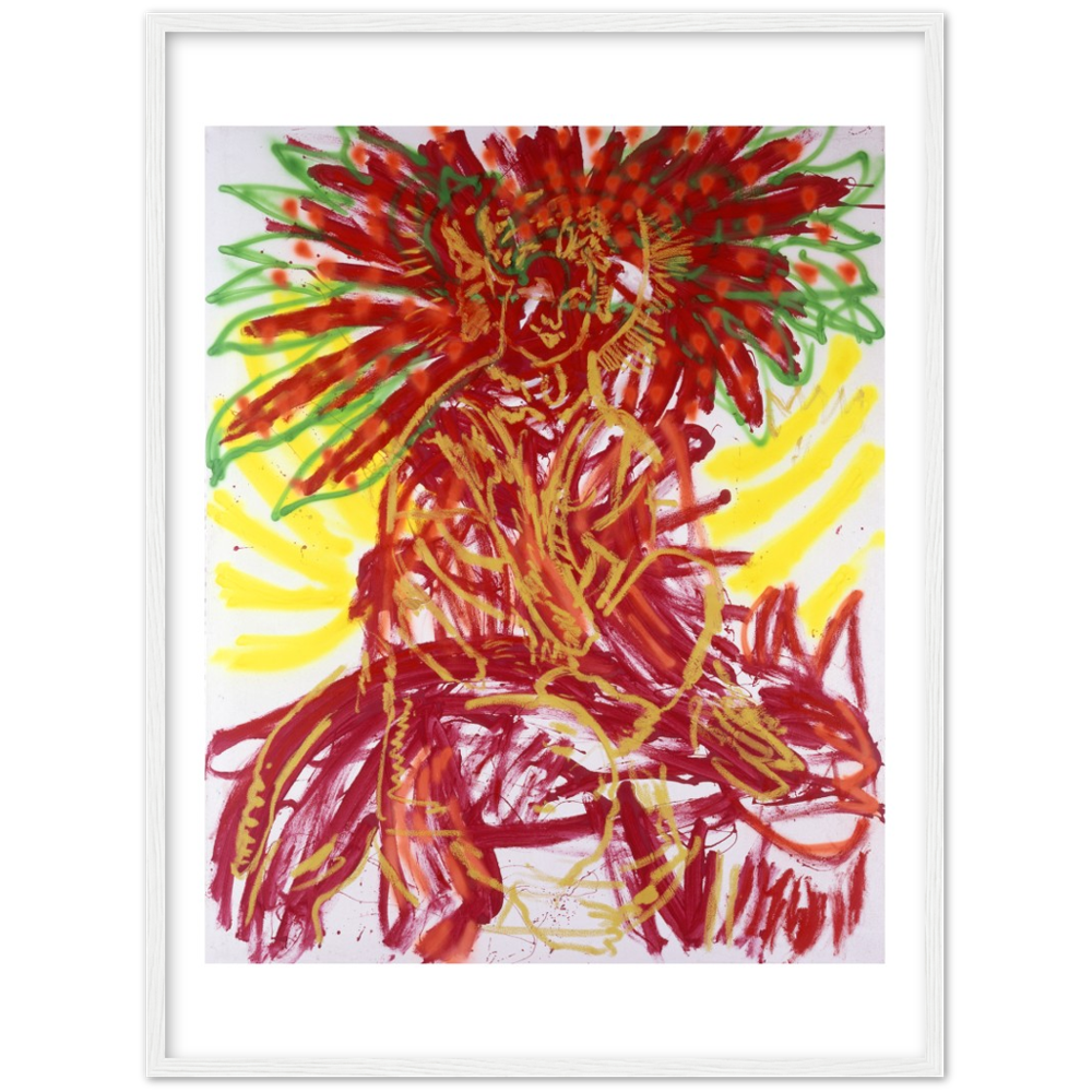 Untitled (Durga, Red Crown, Yellow Background)