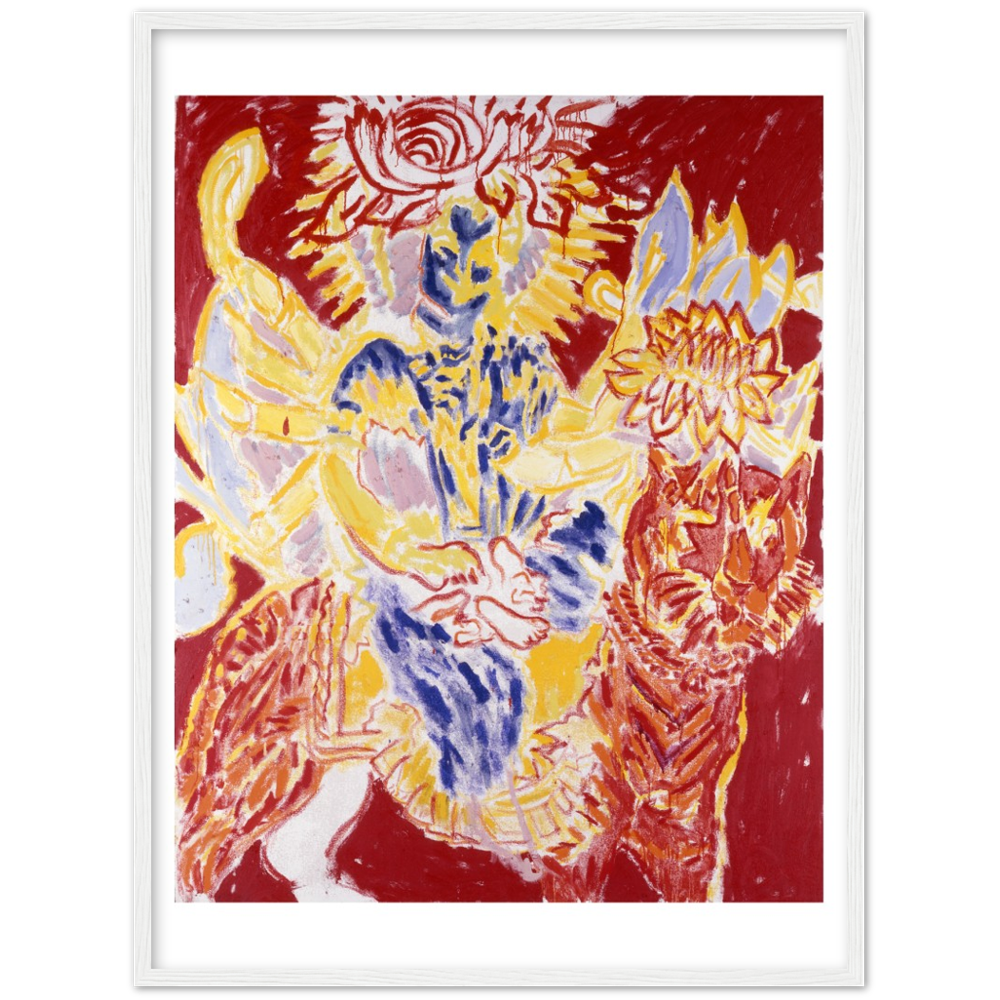 Untitled (Durga, Red Crown, Yellow Background)