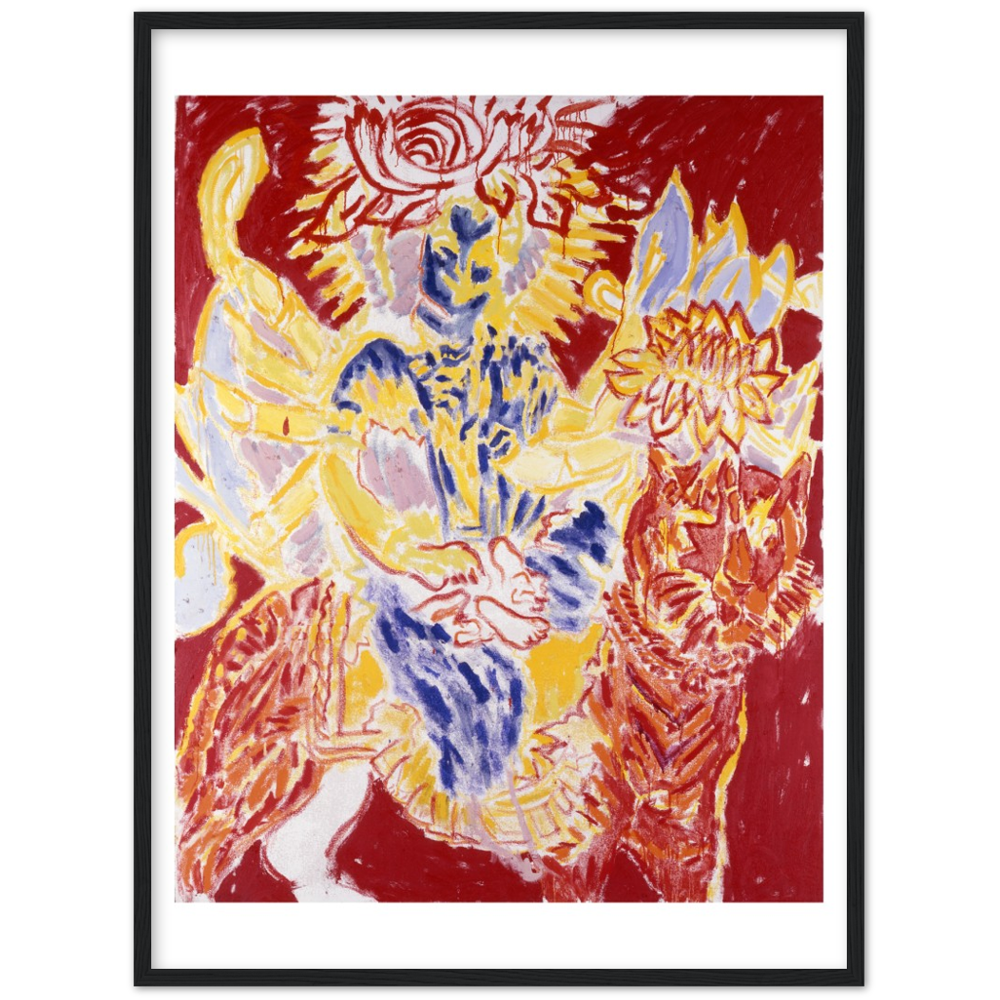 Untitled (Durga, Red Crown, Yellow Background)