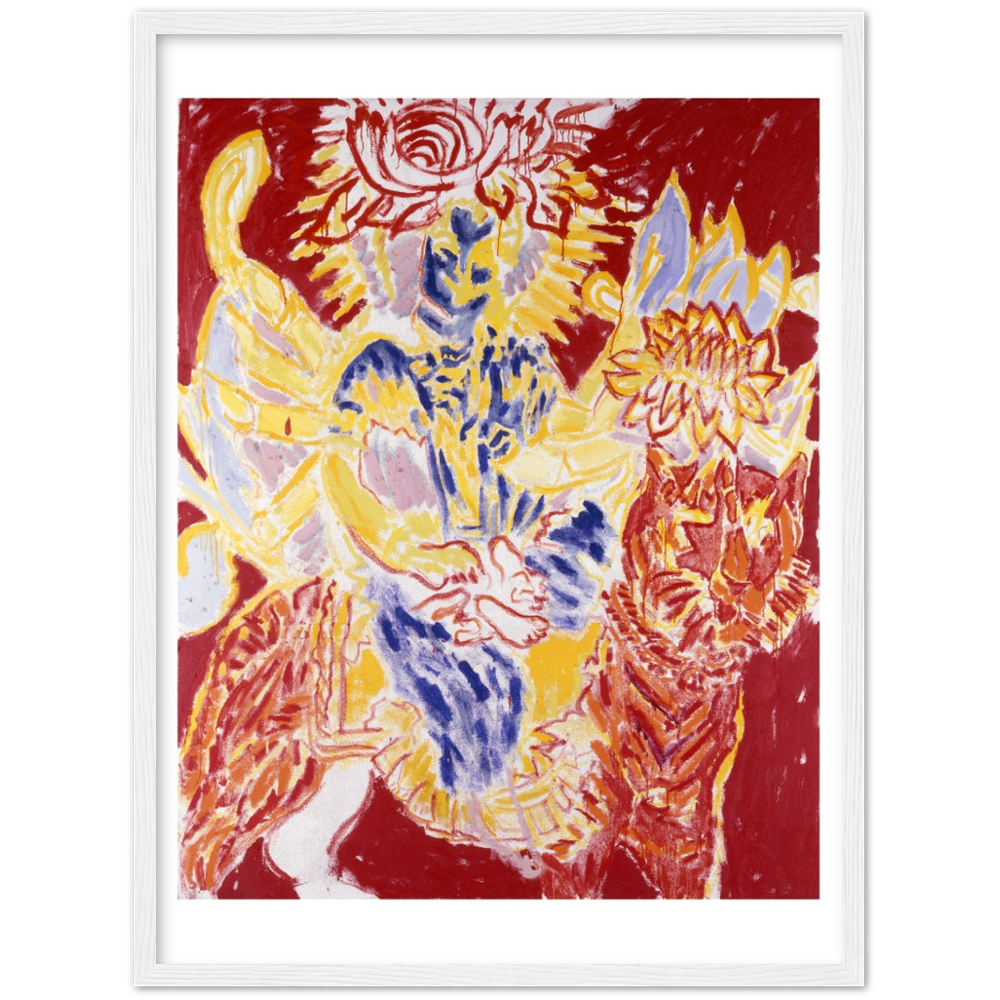 Untitled (Durga, Red Crown, Yellow Background)